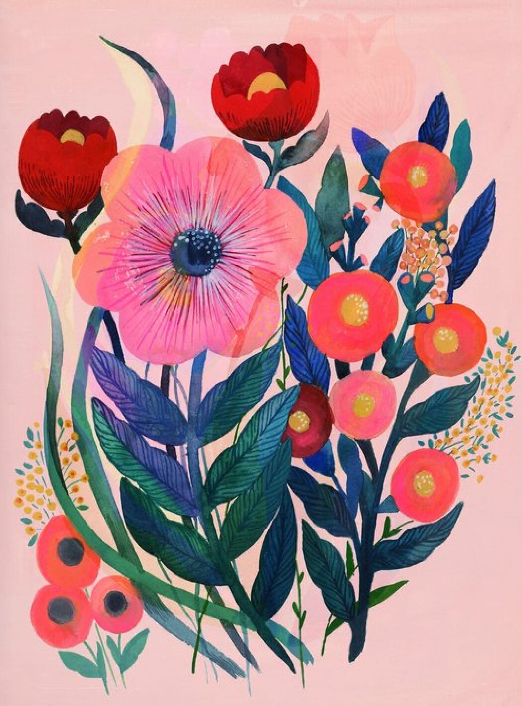 Botanical art work by Malin Gyllensvaan