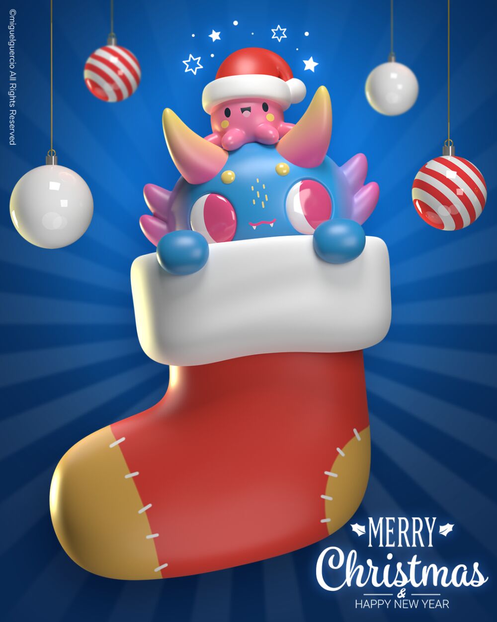 Christmas artwork in 3D by the character designer Miguel Guercio
