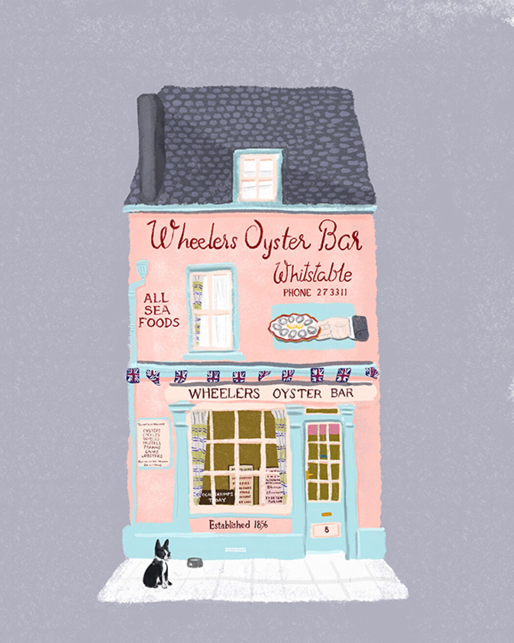 Cute pastel architectural illustration by Christina Gliha 