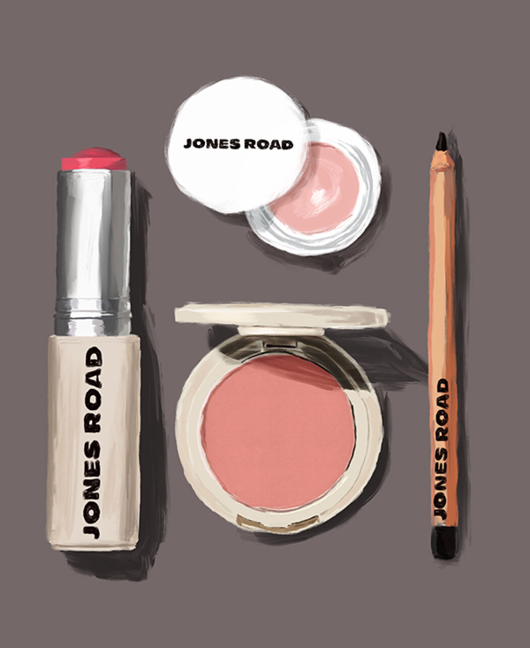 Branding illustration for Jones Road Beauty Advertising campaign by Christina Gliha