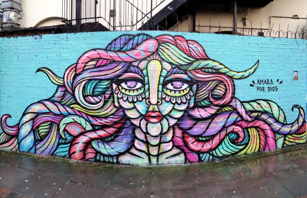 Mural, painted by the urban artist and illustrator Amara Por Dios