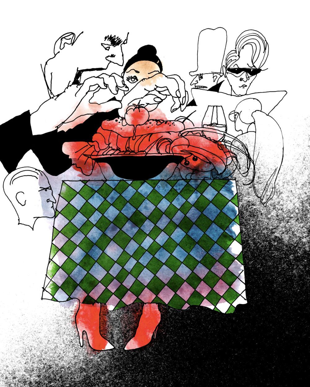 Line art drawing by illustrator Dennis Eriksson