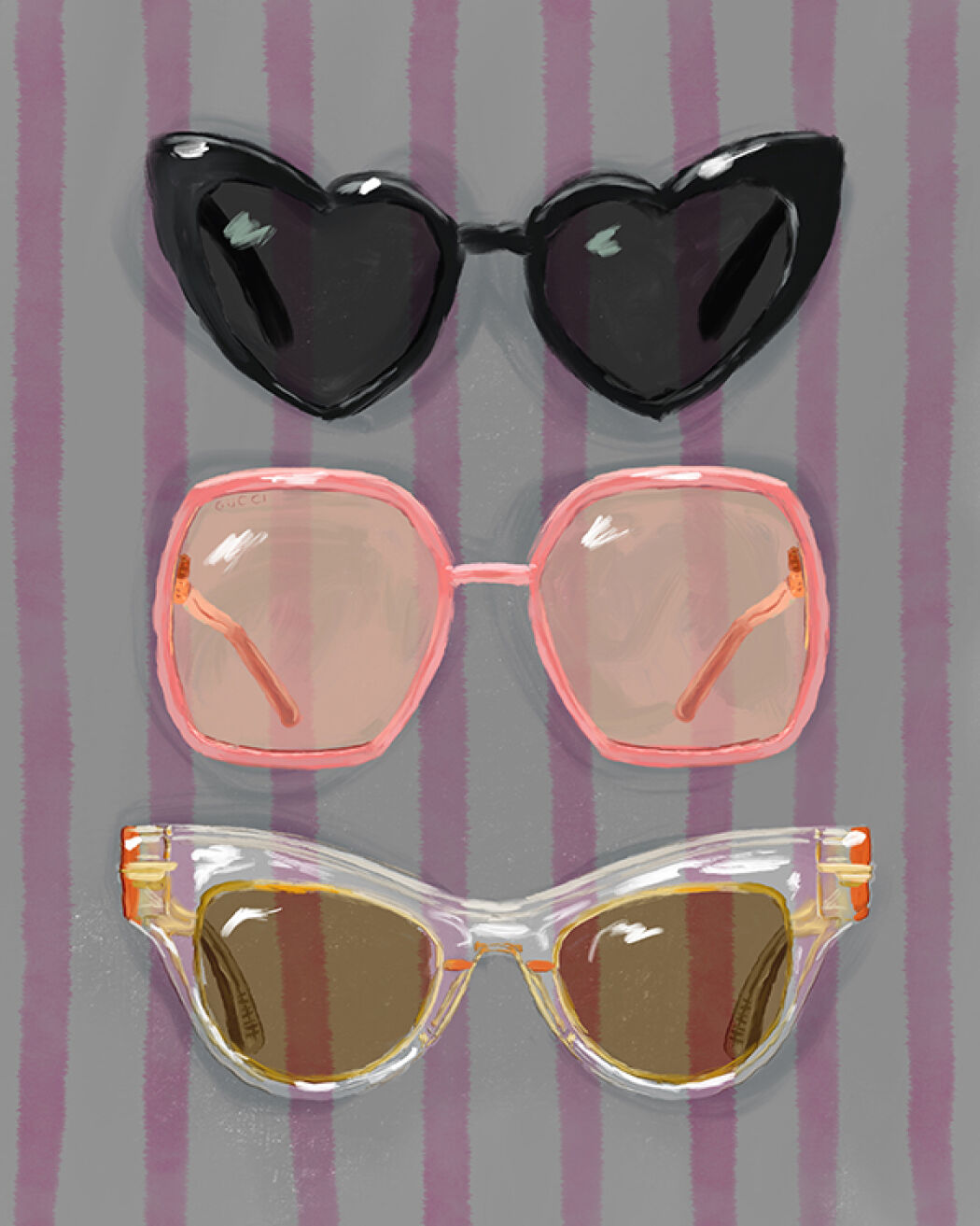 Fashion Accessories and sunglasses illustrated by Christina Gliha 