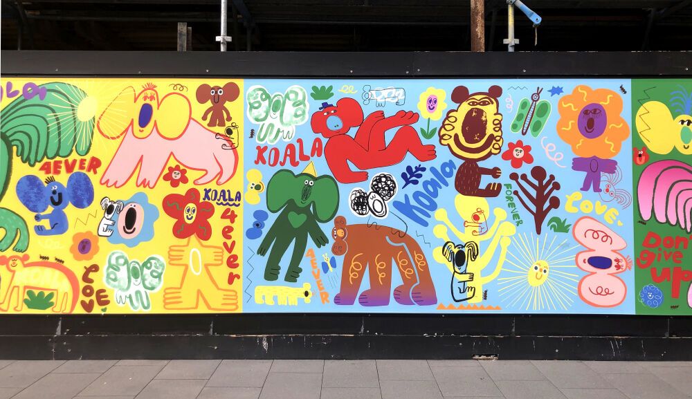 Huge hand-painted mural by the artist Elin Matilda Andersson