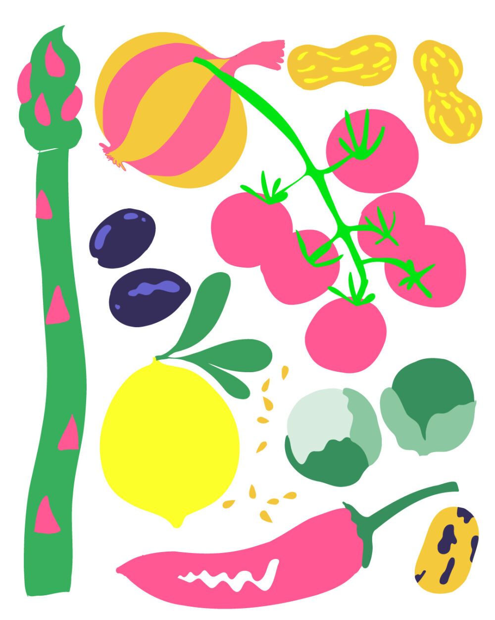 Food Illustrations by the colorful illustrator Erica Jacobson