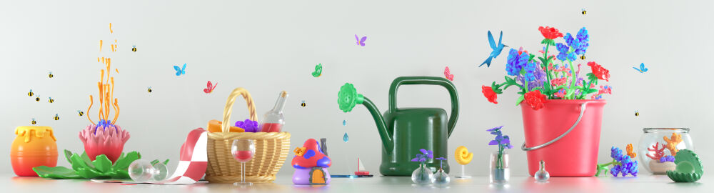 Garden and flower assets created in 3D by Double Up Studio