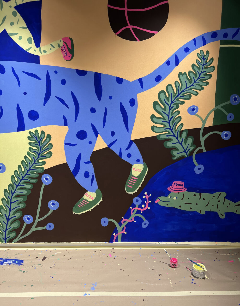 Wall mural for Puma headquarter hand-painting by Yoyo Nasty