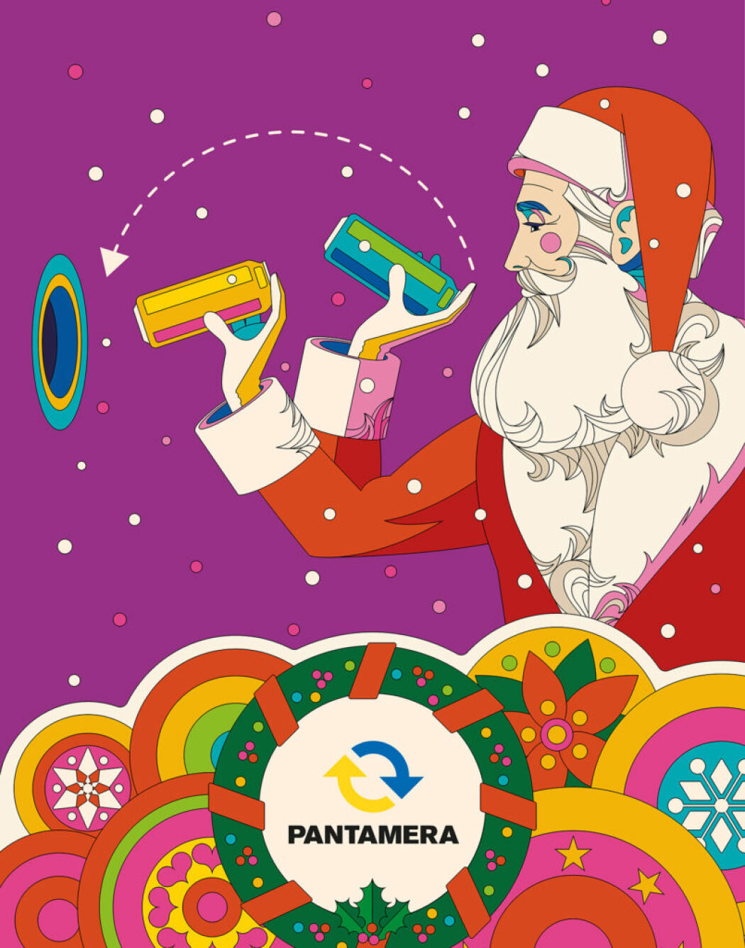 Illustrated animated christmas campaign by Bo Lundberg for Pantamera 