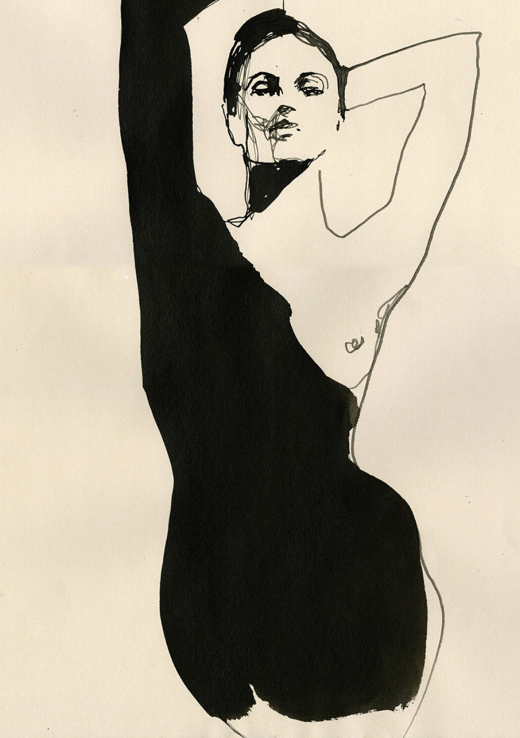 Black ink illustration by Stina Persson