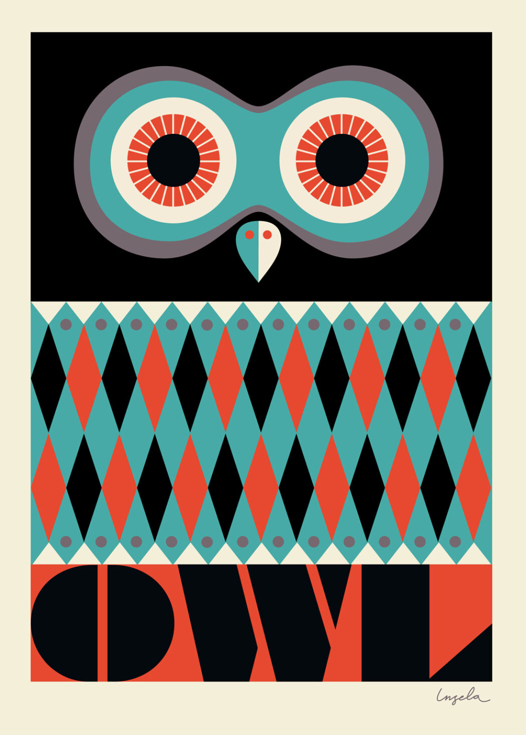 Graphic owl vector art by Ingela P Arrhenius