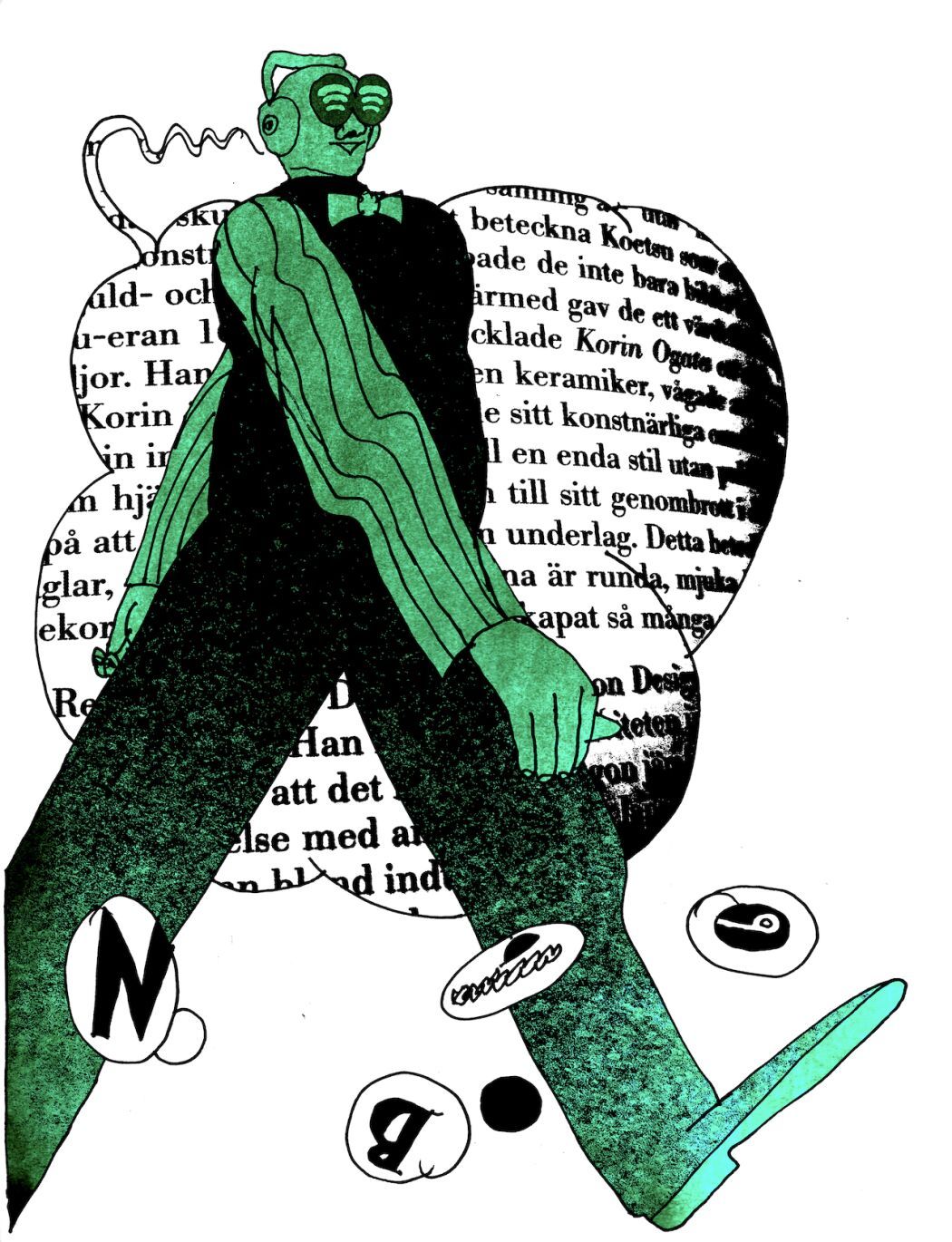 Line art black ink illustration by Dennis Eriksson