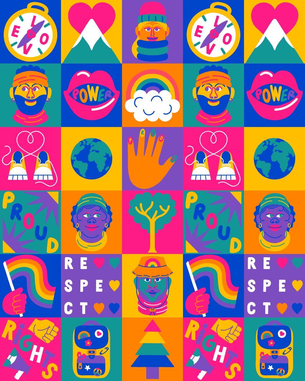 Illustrated Pattern for mersch products by the illustration artist José Antonio Roda