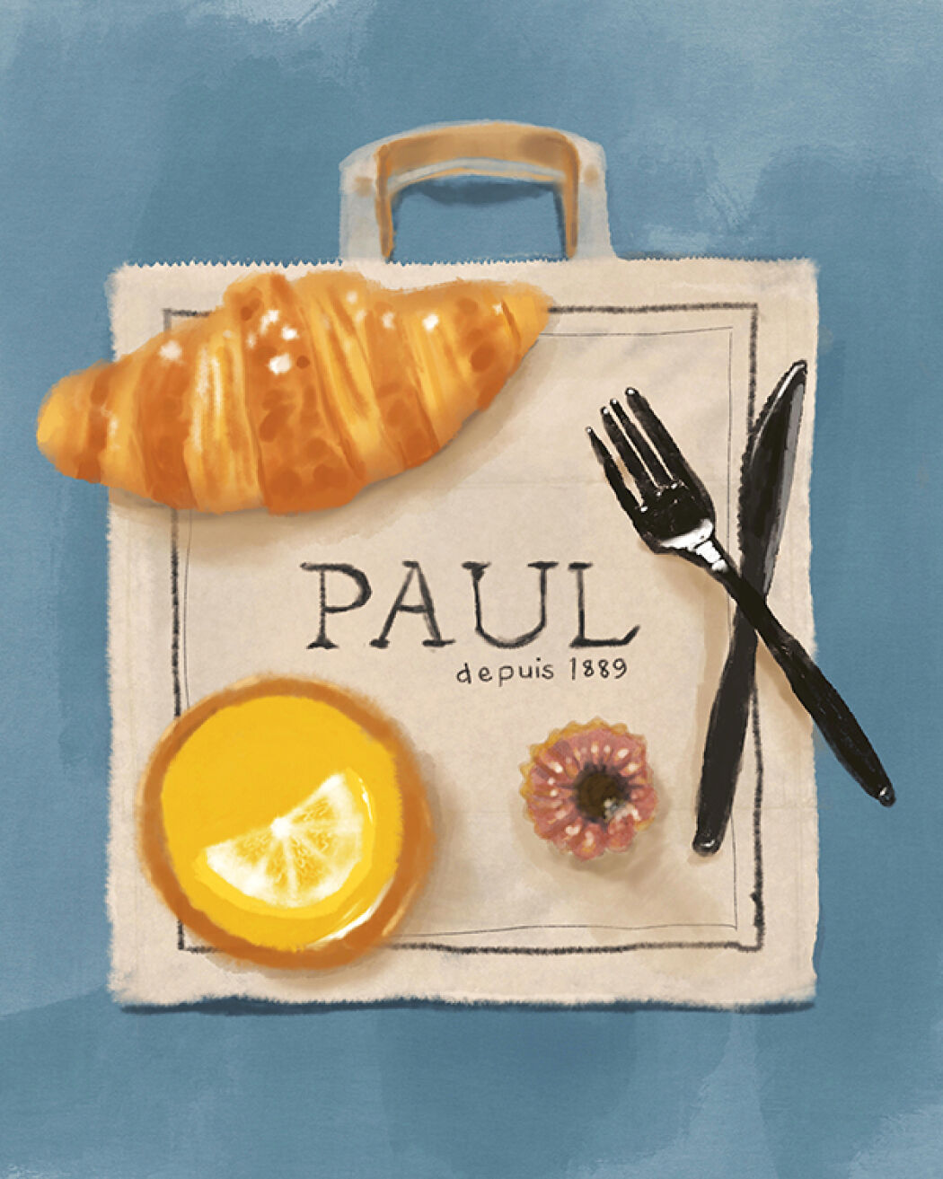 Branding illustration and art direction by Christina Gliha for Paul Bakery Shop, USA