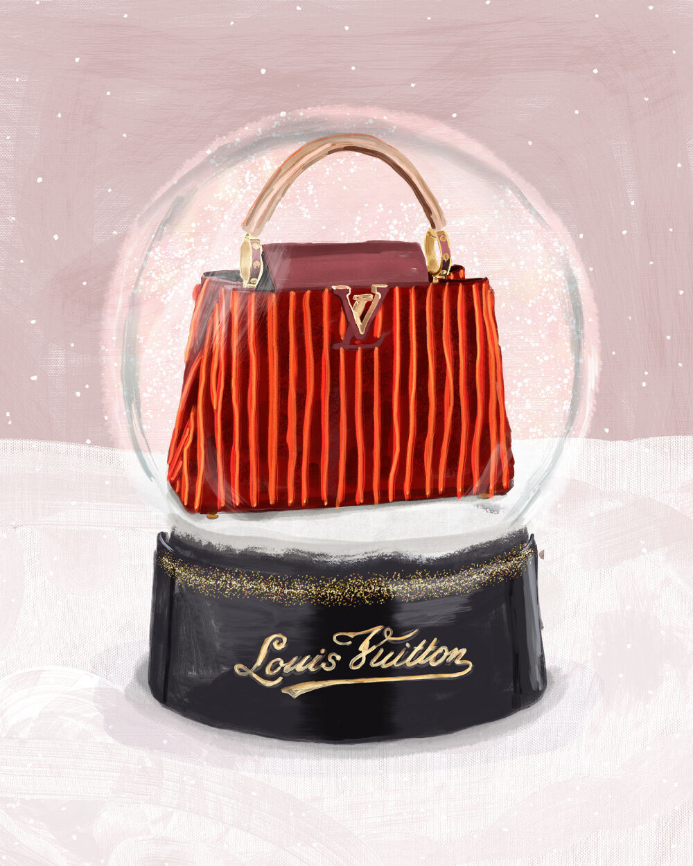 Illustrated Christmas Gift advertising campaign for Harper´s Bazaar, by Christina Gliha