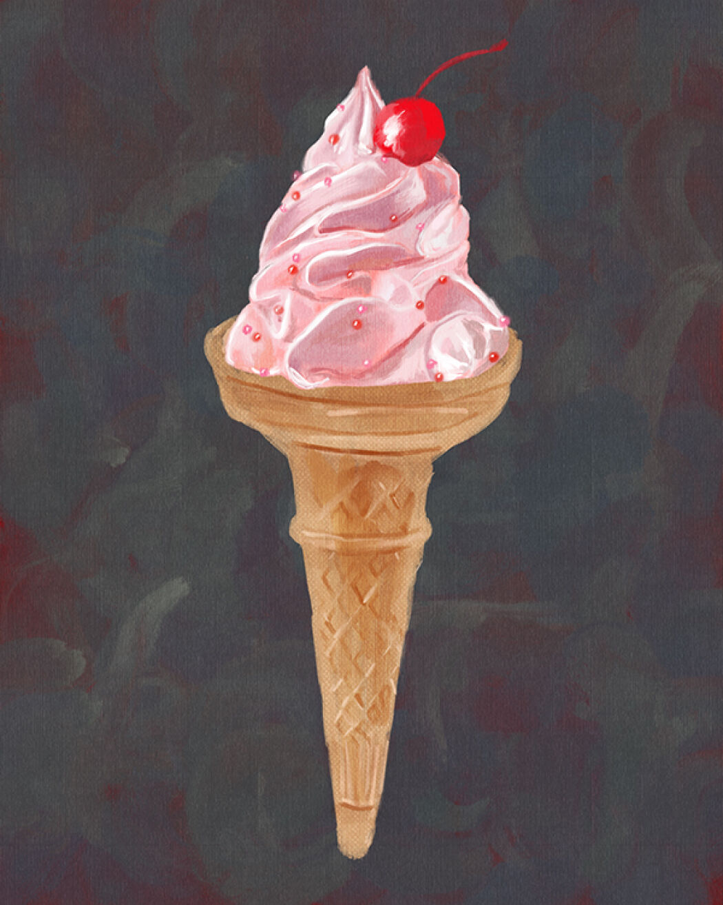 Summer pink Ice cream illustrated by Christina Gliha