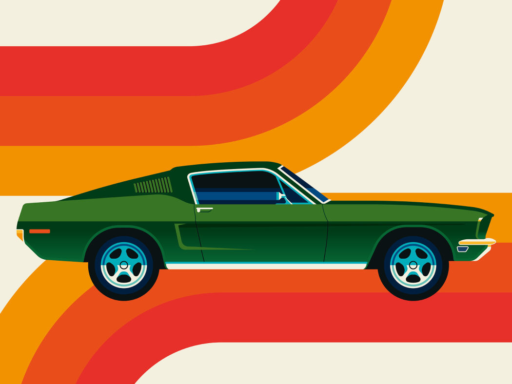 Classic car illustration by Bo Lundberg