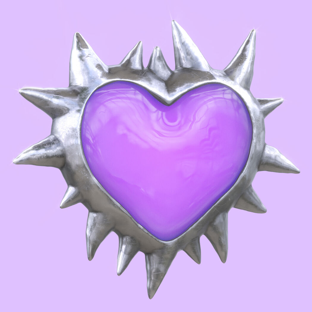 Spiked heart jewellry 3d modelled by Double Up Studio