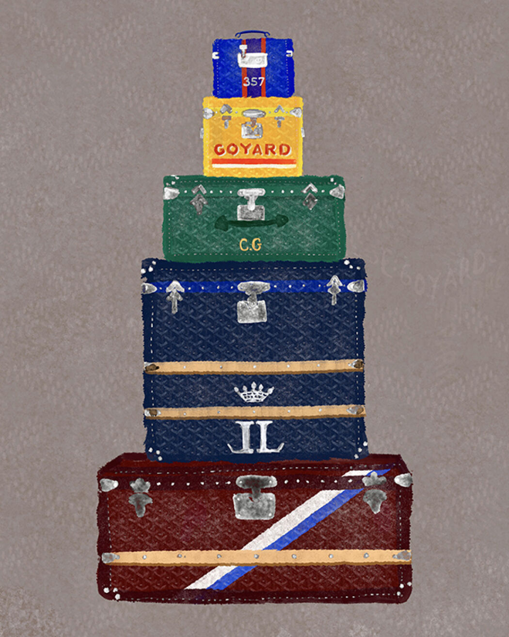 Christmas campaign drawings by Christina Gliha for Louis Vuitton