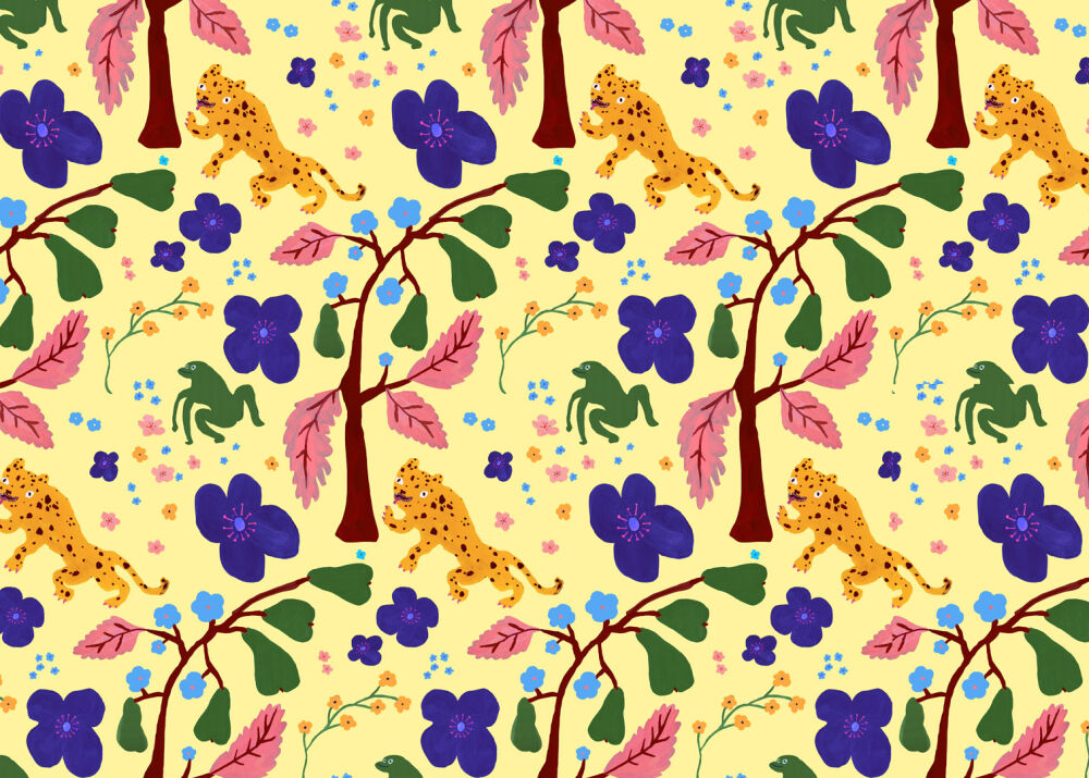 Botanical floral pattern design illustrated by Yoyo Nasty