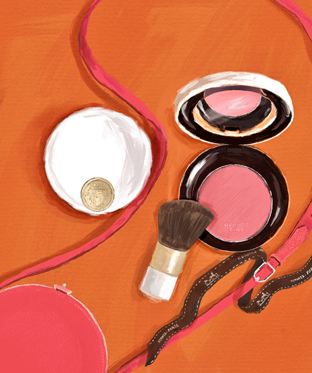 Beauty and skincare illustration by Christina Gliha for Hermès