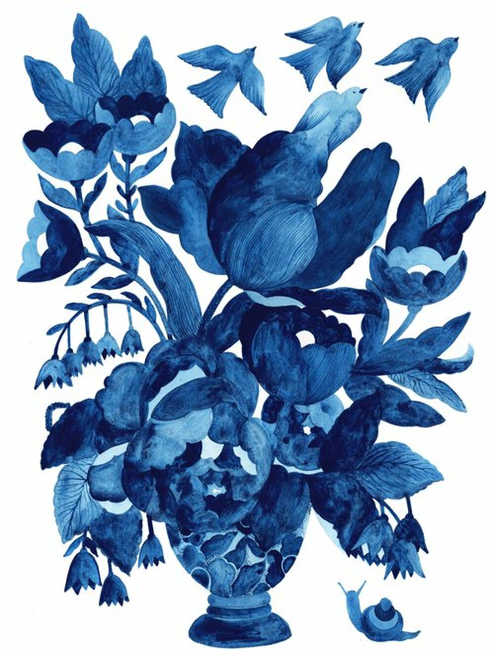 Handpainted flower motif by the illustrator Malin Gyllensvaan
