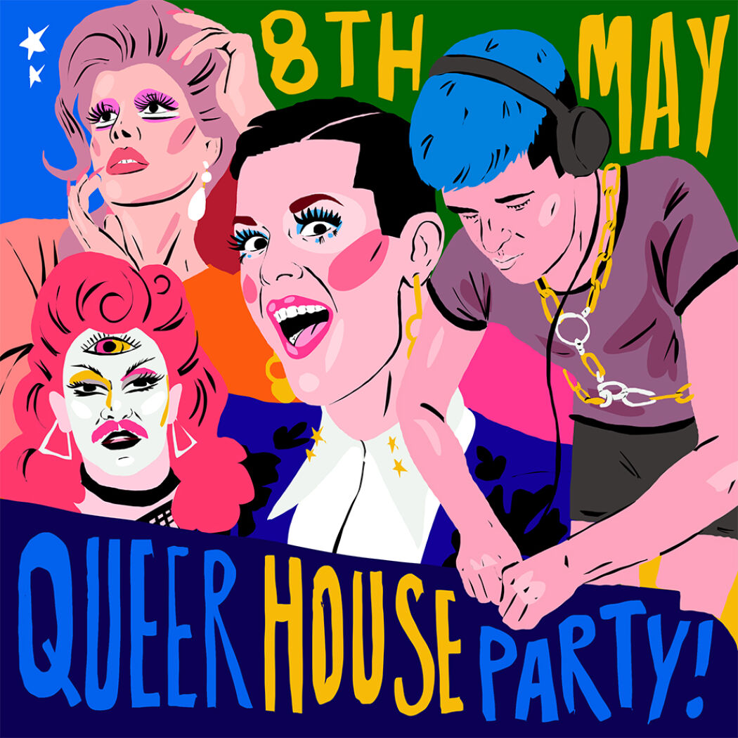 Poster art for Queerhouseparty illustration and art direction by Fredde Lanka