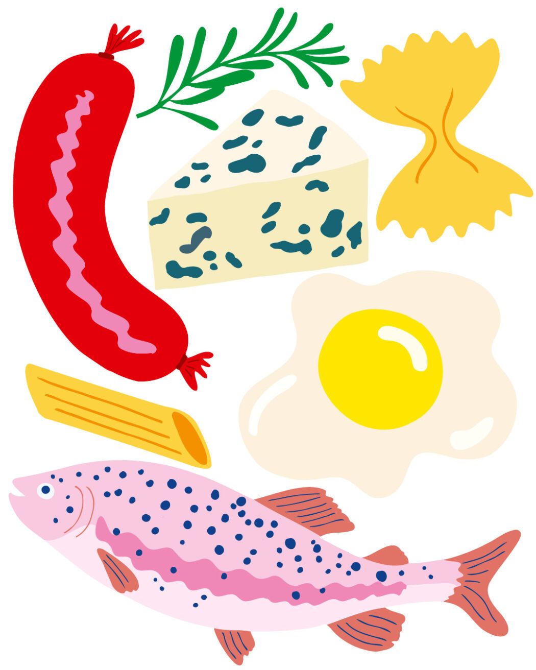 Foodie illustrations by the illustrator Erica Jacobson