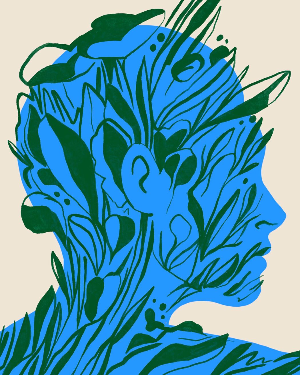 Playful portrait illustrated by Petra Eriksson