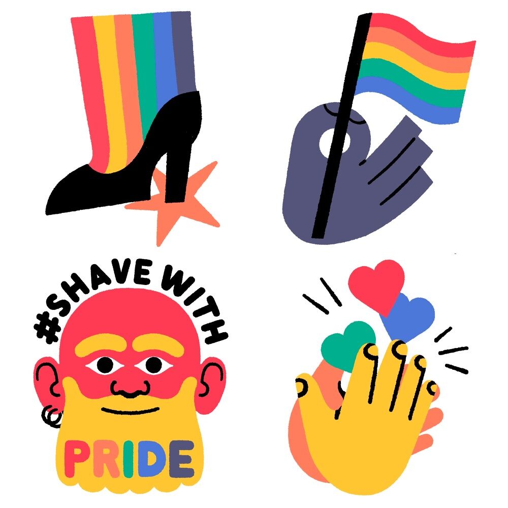 Illustrated icons for Harrys Pride Campaign by José Antonio Roda