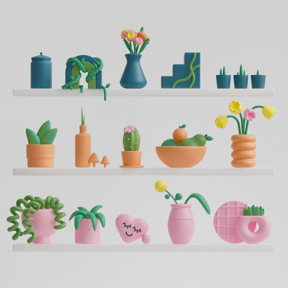 Gardening 3D illustration by Rosie Roche