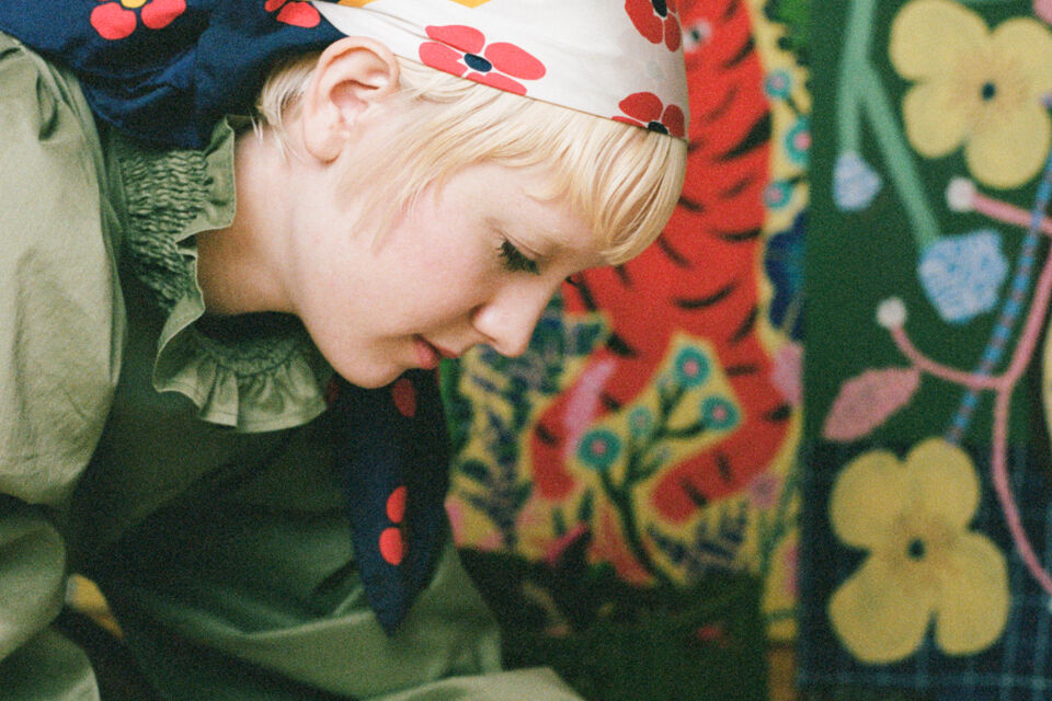 The contemporary artist Yoyo Nasty in her studio, work in progress.