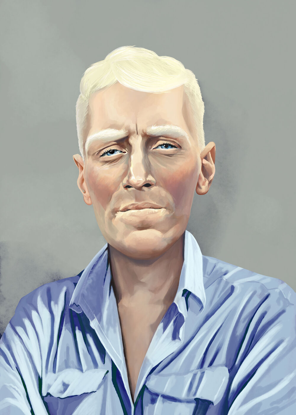 Illustrated photorealistic style portrait of Max von Sydow by Eplet