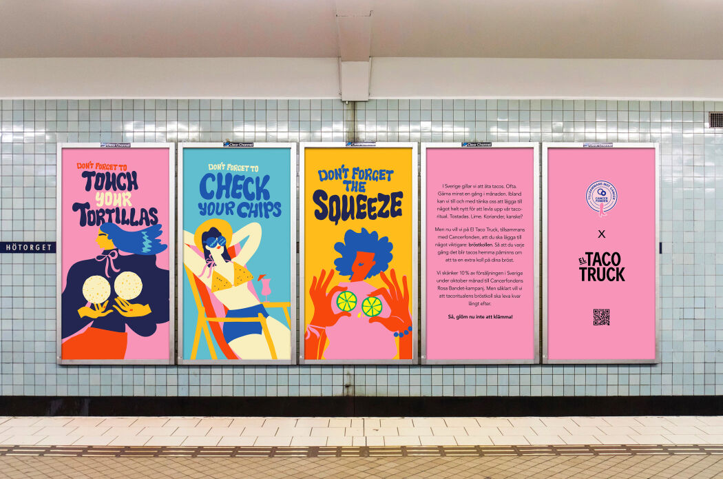 OOH Outdoor ad campaign for Rosa Bandet in collaboration with El Taco Truck & Cancerförbundet by Erica Jacobson