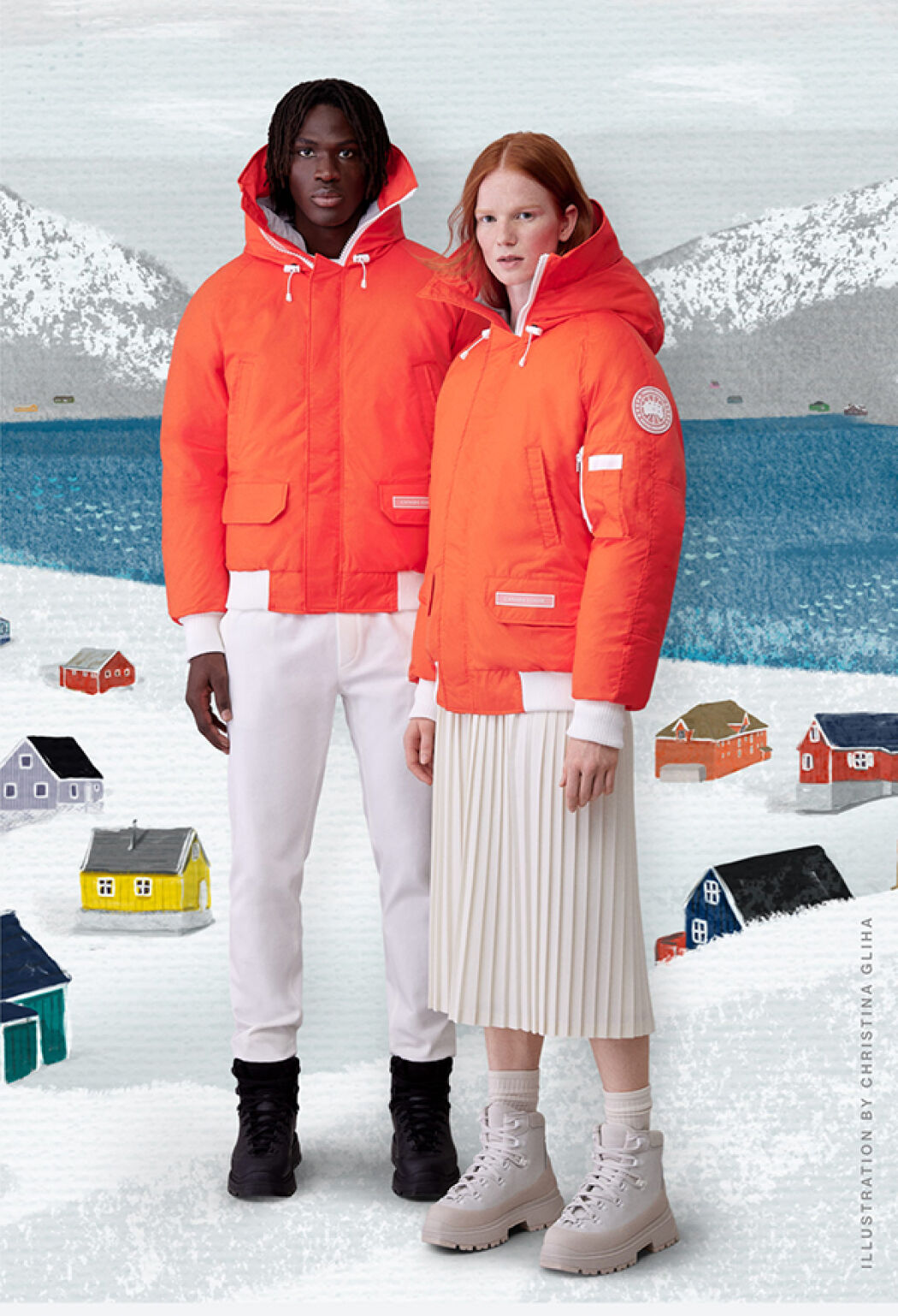 Illustrated back drops Advertising campaign for the brand Canada Goose by Christina Gliha