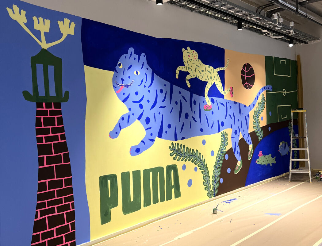 Large 8 meters wall mural, painted by Yoyo Nasty for PUMA