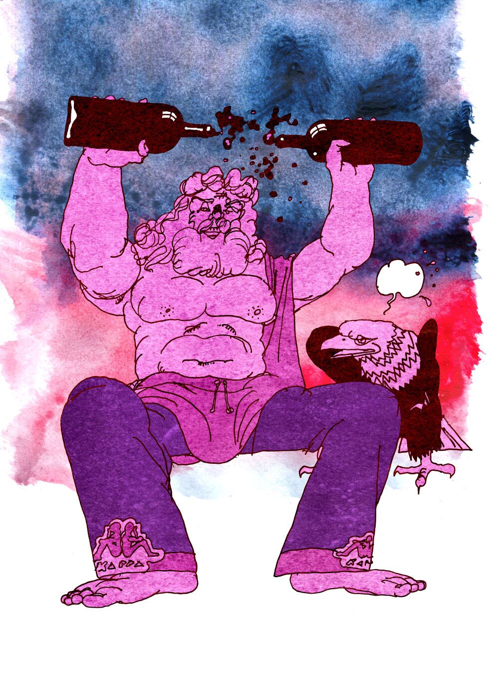 line art and watercolor illustration by Dennis Eriksson