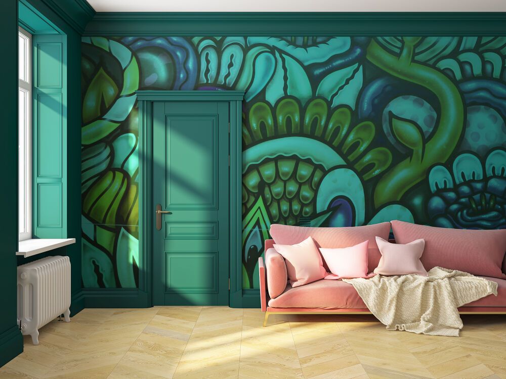 Handpainted wall paper by the illustrator Amara Por Dios