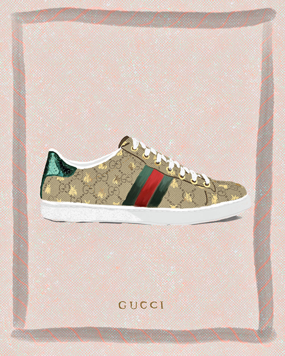 Gucci Sneaker illustration for advertising campaign by Christina Gliha