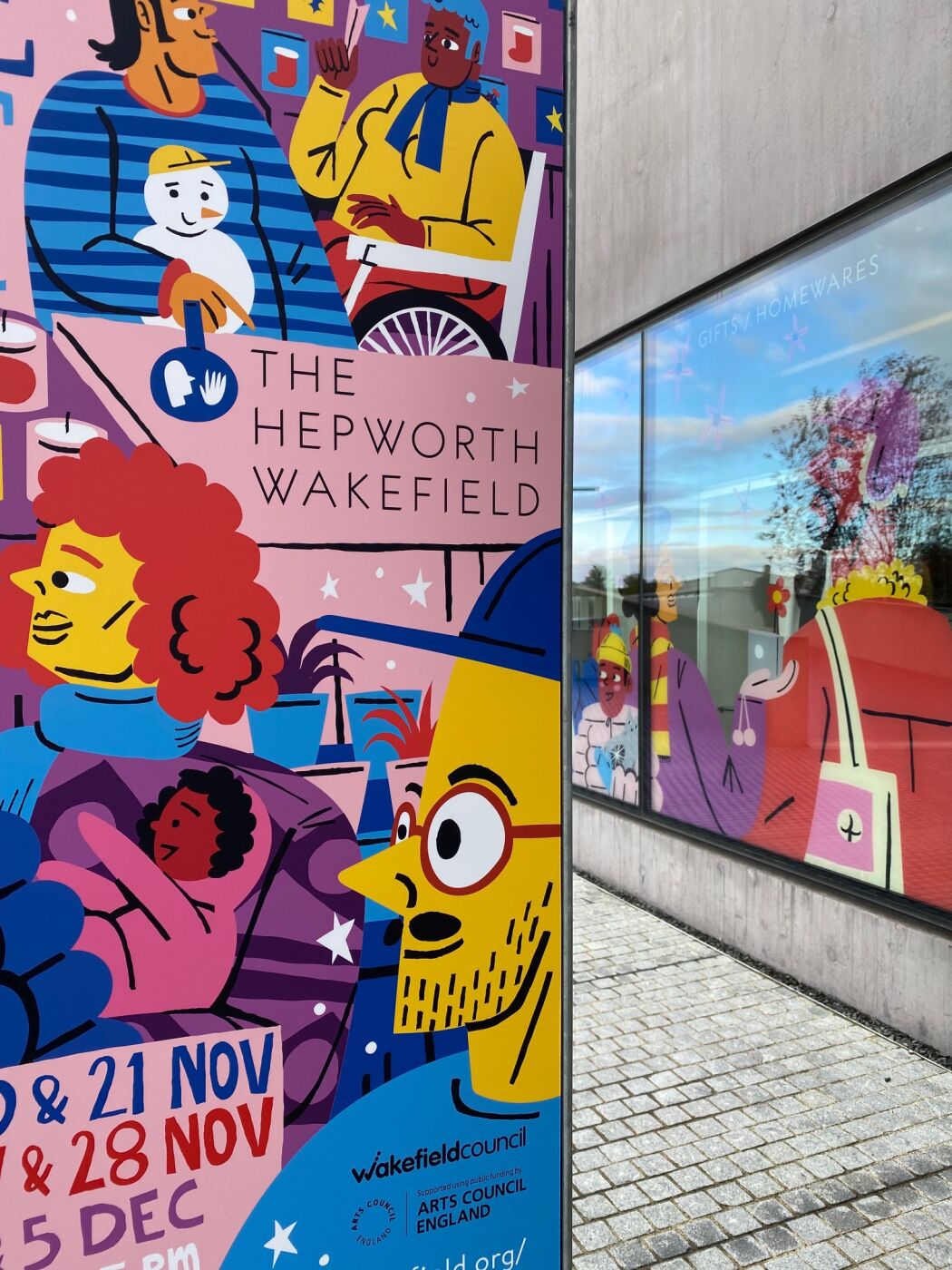 Illustrated holiday campaign for The Heppworth Wakefield art museum by Fredde Lanka