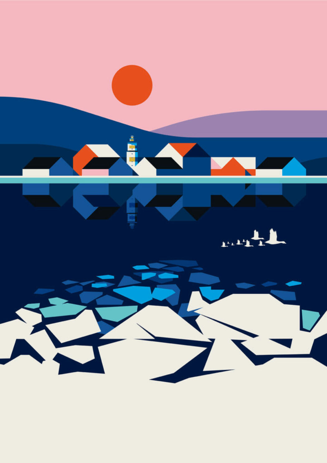 Graphic environmental illustration by Bo Lundberg
