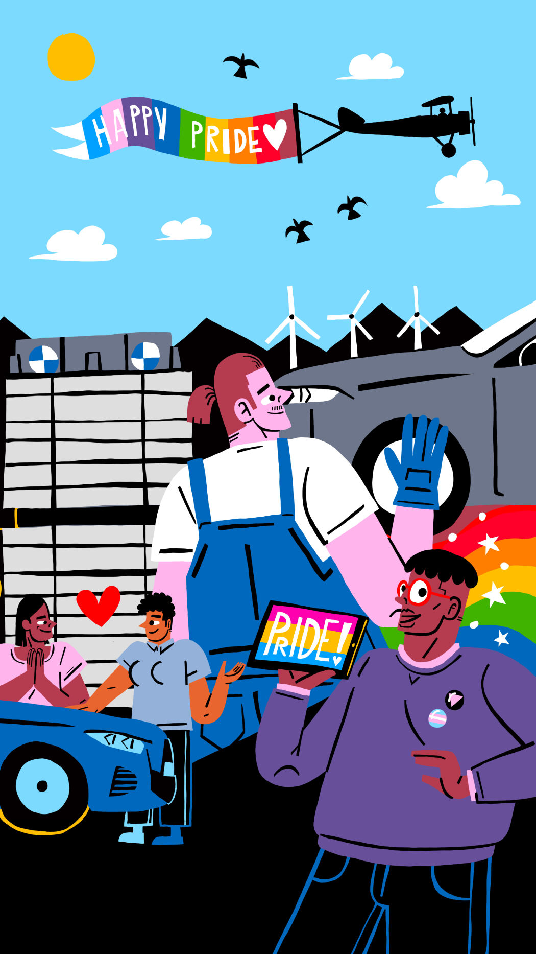 Illustrated Pride campaign for BWM by Fredde Lanka