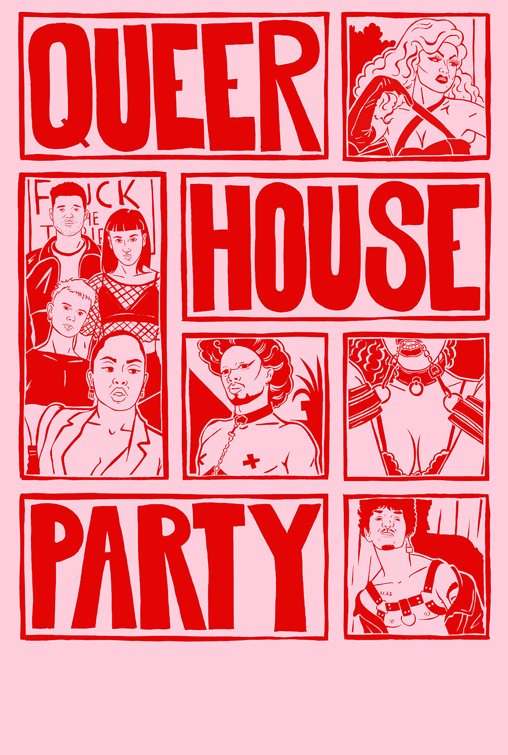 Logotype for Queershouseparty club in London, designed by Fredde Lanka