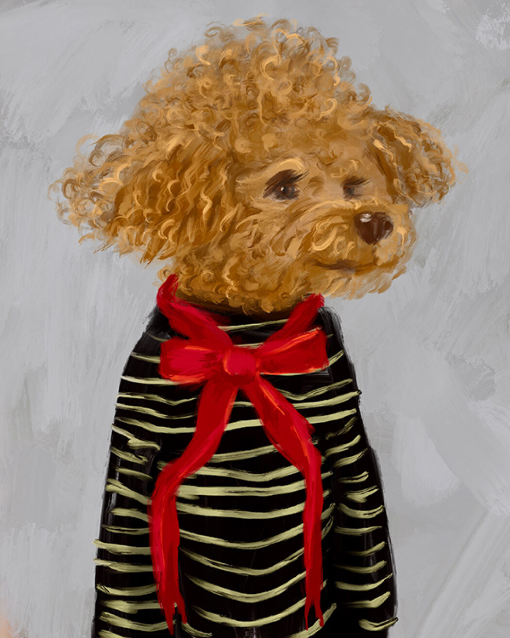 Painterly styled Dog portrait by illustration artist Christina Gliha 