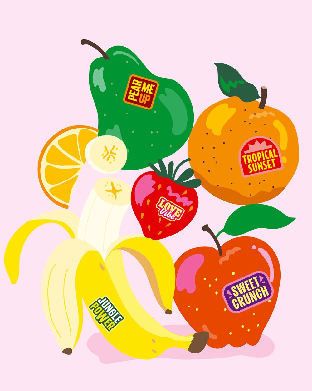 Illustrated vector fruits by the artist Erica Jacobson