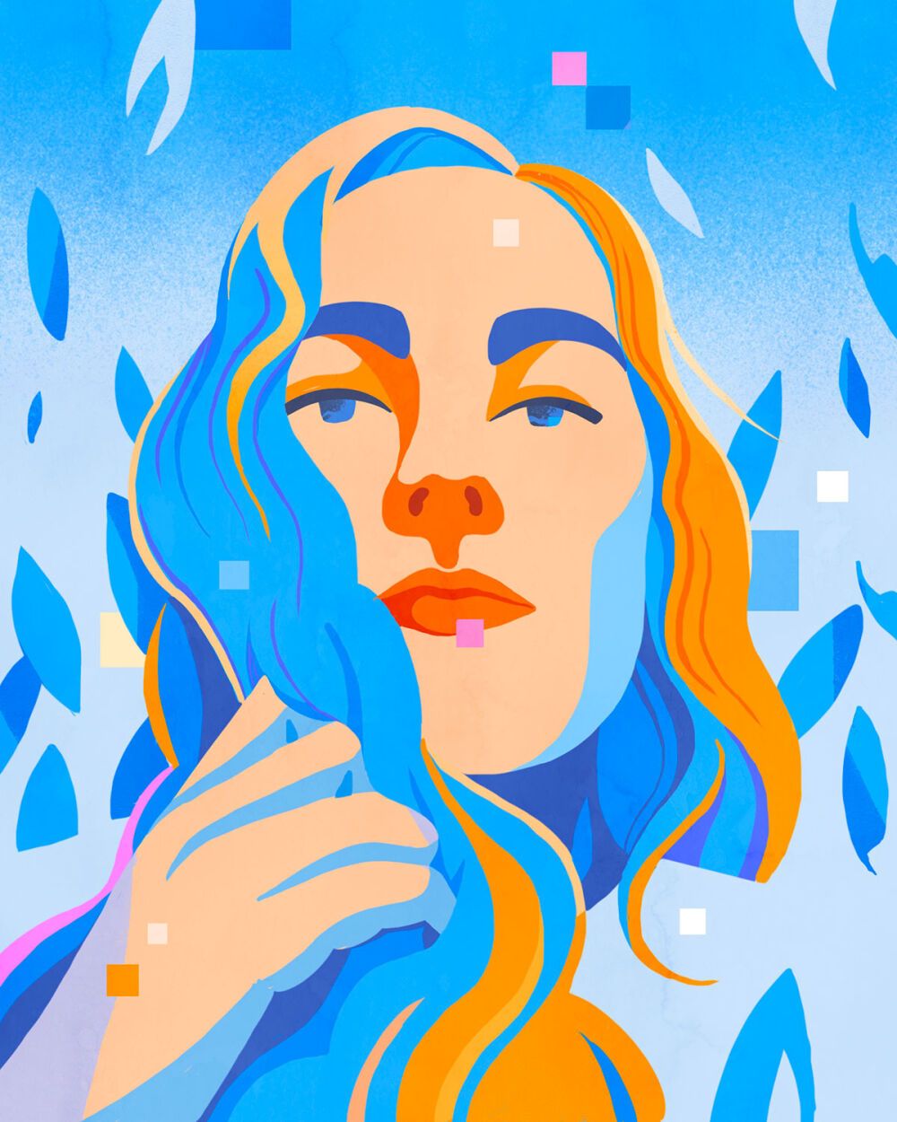 Self portrait digital illustrated by Petra Eriksson