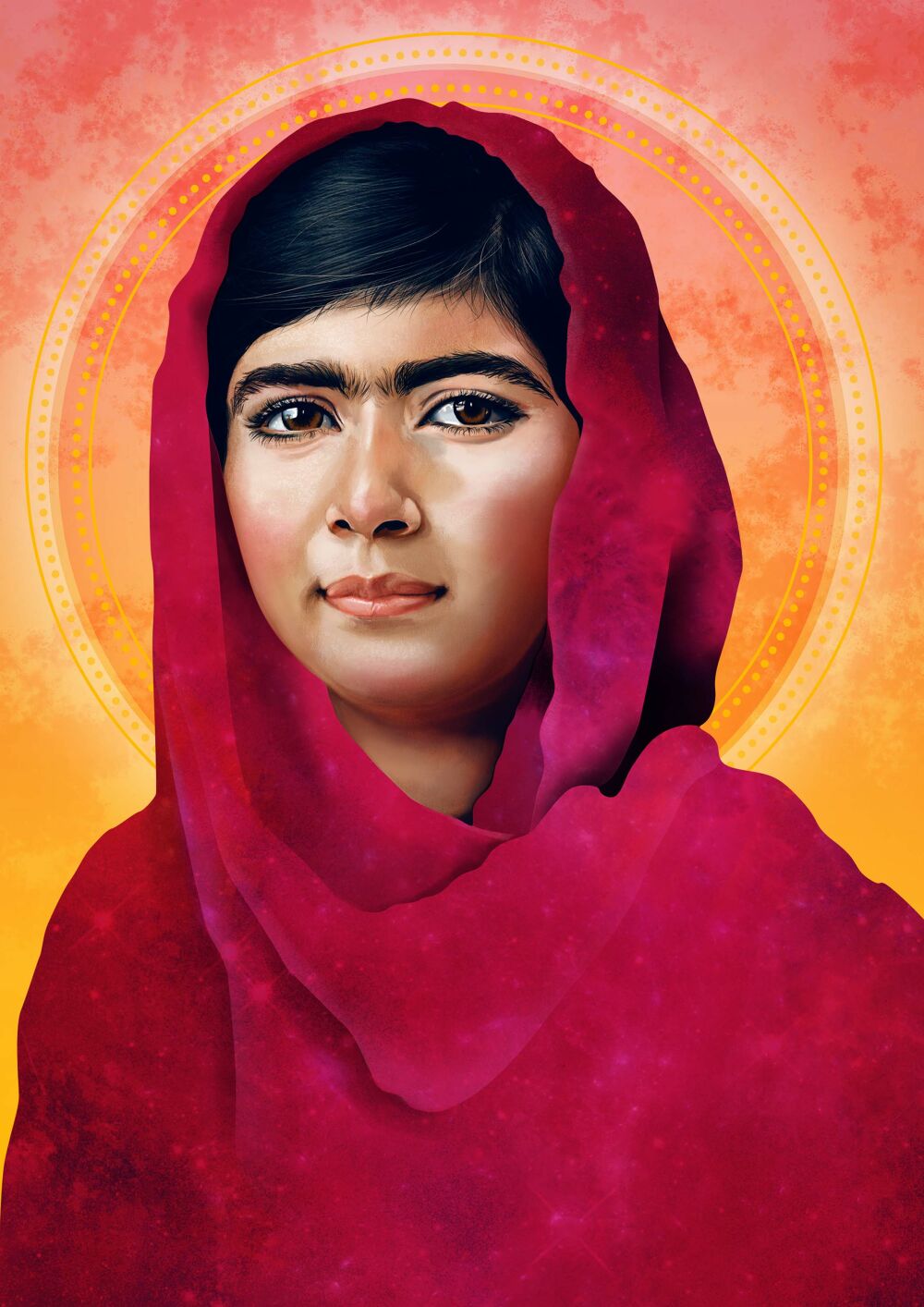 Illustrated portrait of Malala by Eplet