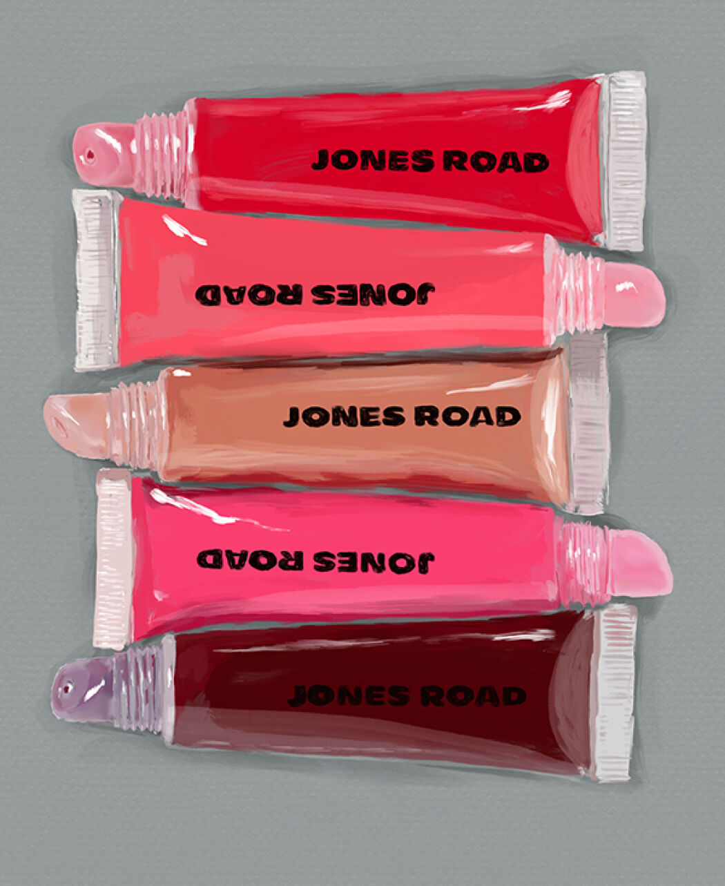 Branding campaign illustrations for the beauty brand Jones Road Beauty, by Christina Gliha