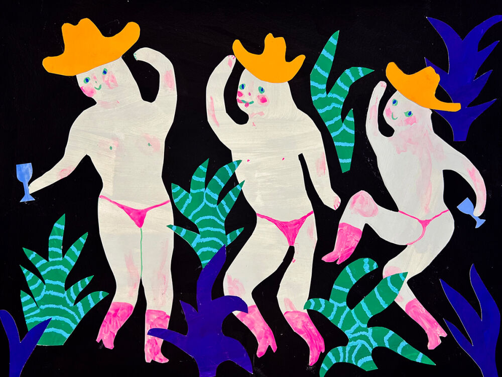Cowboys in mini pants illustrated by the unmistakeble Yoyo Nasty