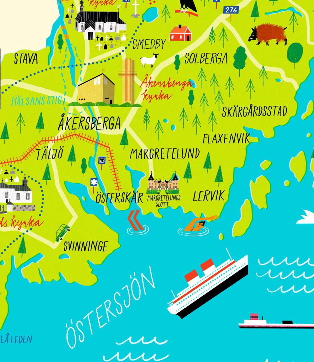 Map illustration by the illustrator klas Fahlén