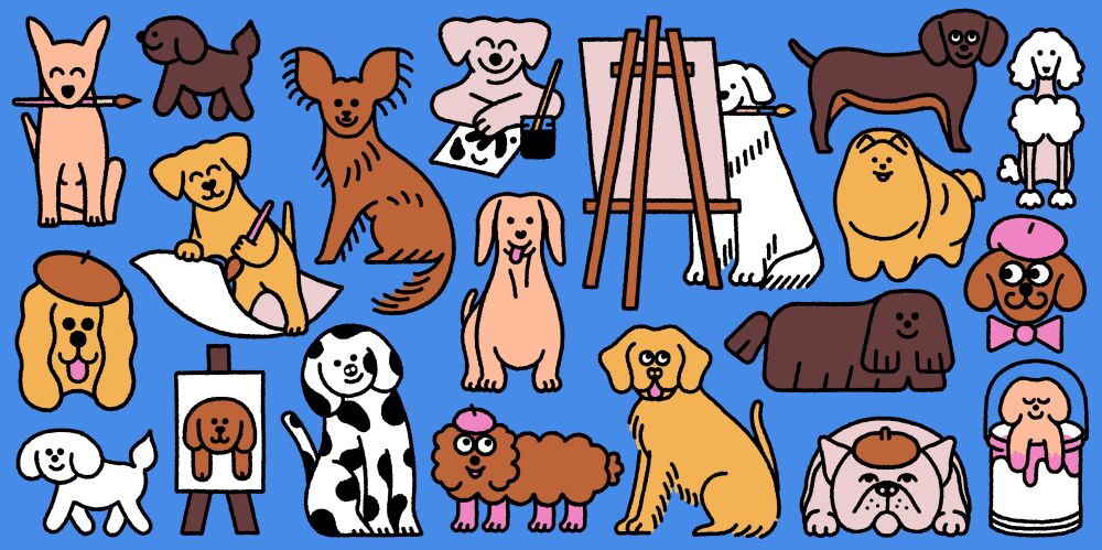 Vector illustrated dog characters by José Antonio Roda